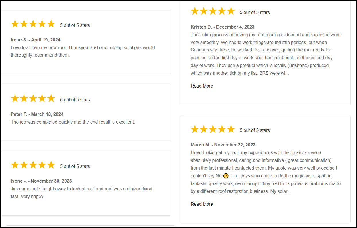 Brisbane Roof Repairs Reviews